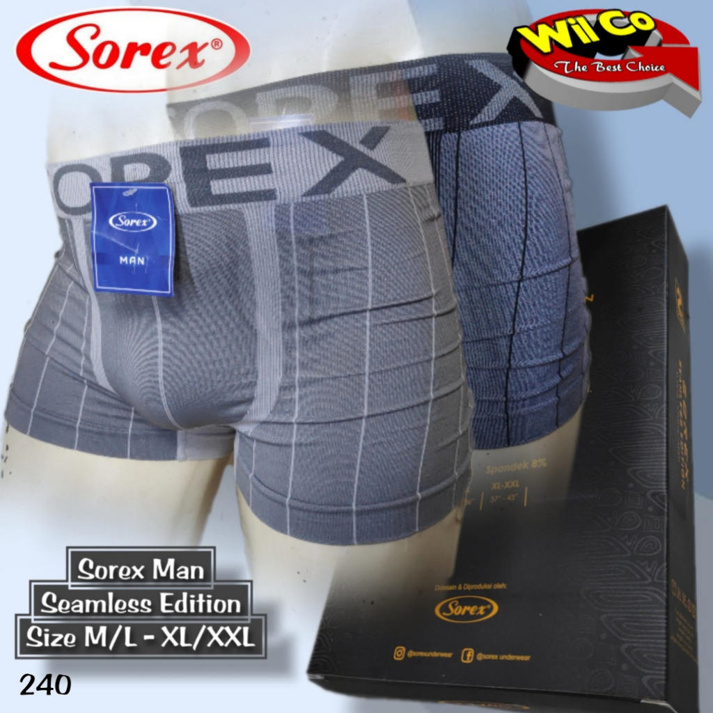 K240D - (DIJUAL PER 1 BOX ISI 2 Pcs) CELANA DALAM BOXER PRIA SOREX SIZE M/L - XL/XXL
