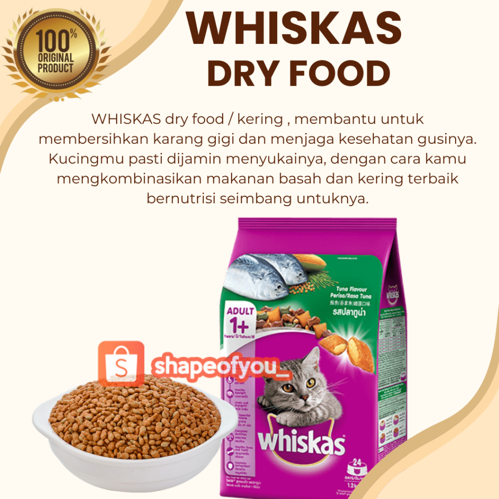 Whiskas Dry Cat Food Freshpack 450gr Wiskas 1.2 kg Junior Makanan Kering Kucing Kitten Adult Wishkas