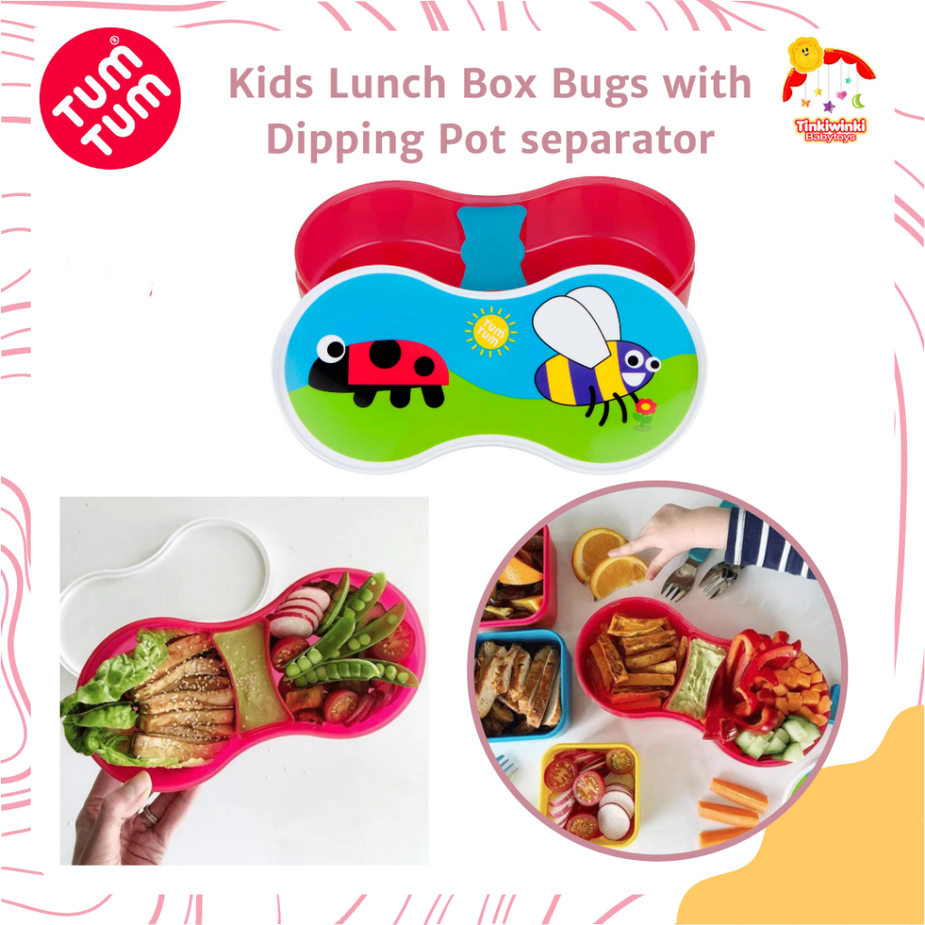 Kotak makan Tumtum Kids Lunch Box Bugs with Dipping Pot separator