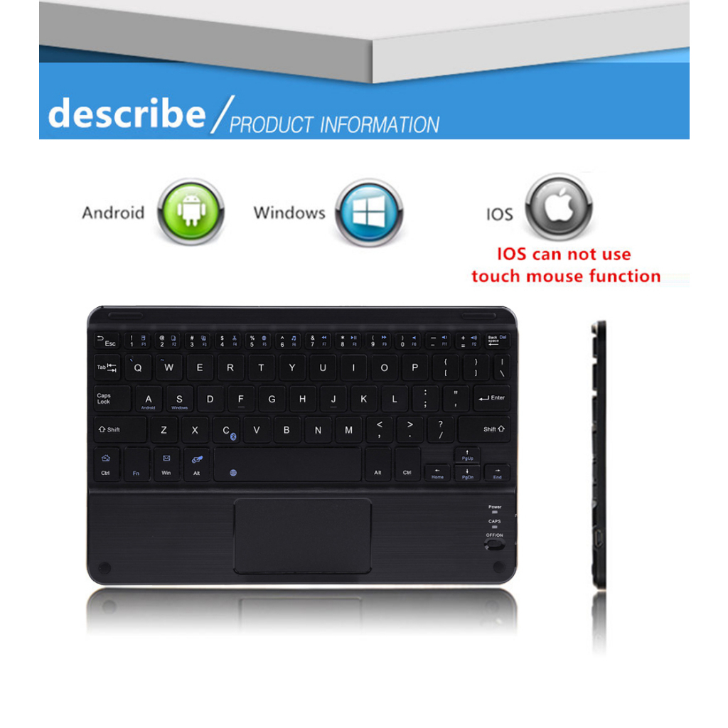 Keyboard Wireless Bluetooth 8 Inch with Touchpad - WD20 - Black