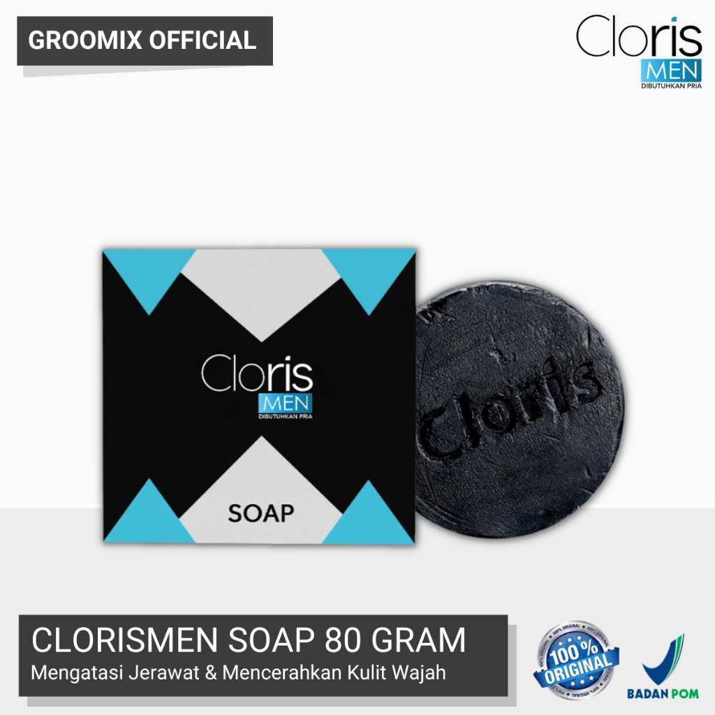 Sabun Pemutih Wajah Pria Clorismen Skincare Soap 80gr Pembersih Wajah Pria Cloris Men Official C3