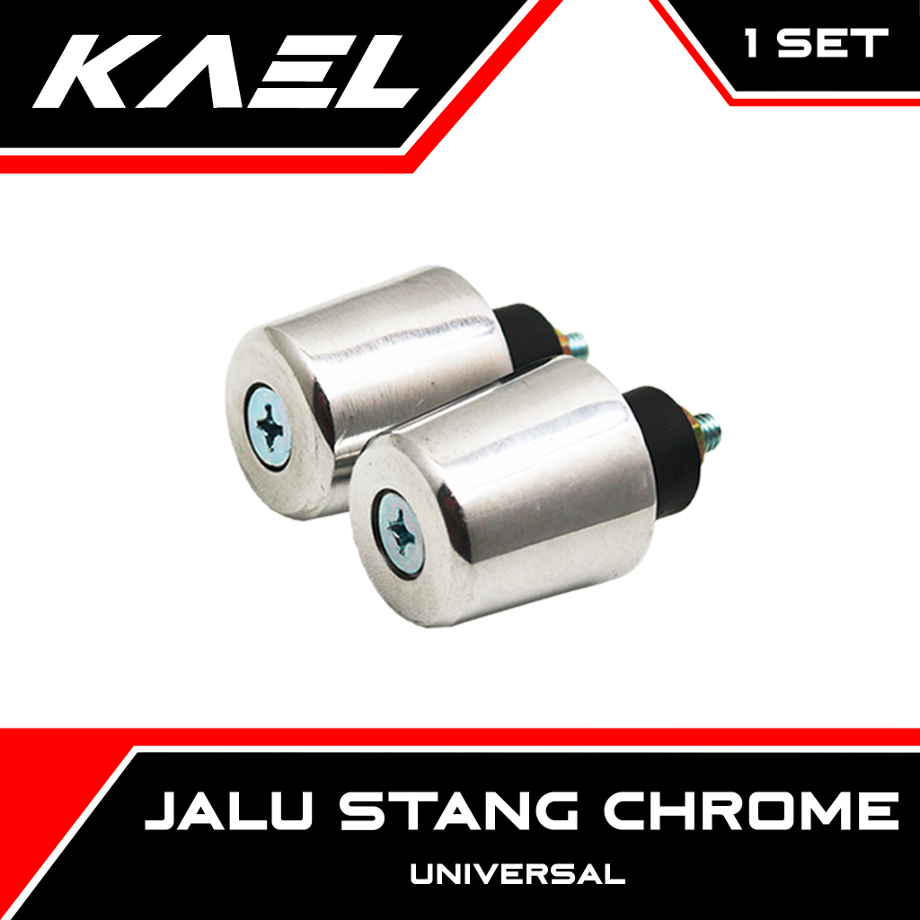 Jalu Stang Chrome PCX Mini Jumbo-Thunder-Satria FU-Shogun Motor Matic-Bebek-Sport Universal Bandul Tutup Ujung Setang Beat-FI-F1-Street-eSP &amp; Vario 150-125 LED Silver Kecil Besar