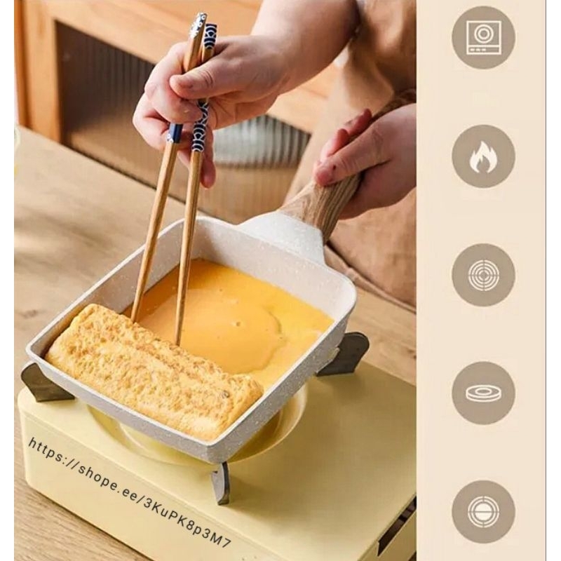 Toserba Gemilang Jaya _ Teflon Kotak Anti Lengket Teflon Telur Rolling Egg