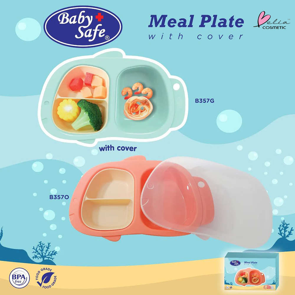 ❤ BELIA ❤ BABY SAFE B357 Meal Plate with Cover | Tempat Makan Bayi | Wadah makan bayi | BPOM