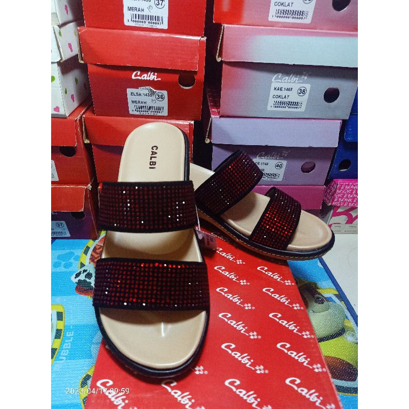 calbi blink sandal wedges wanita