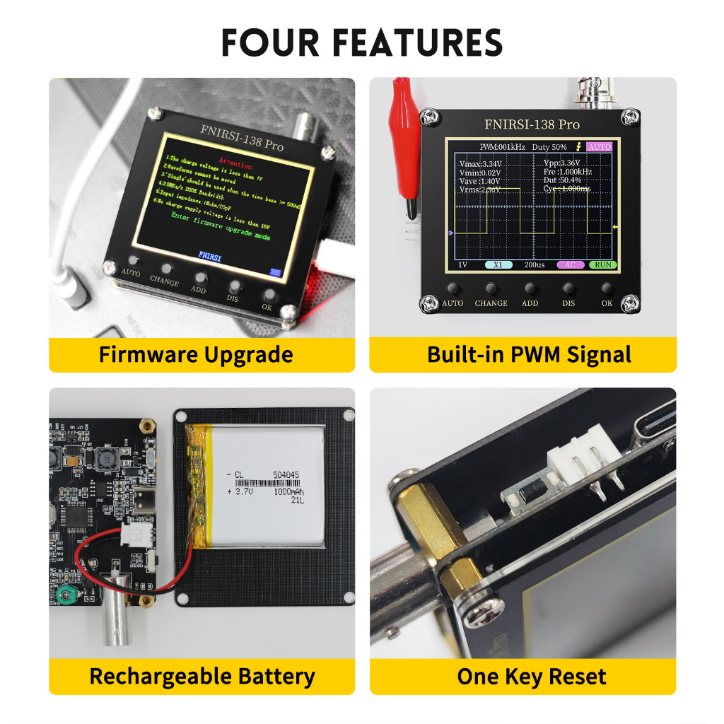 Digital Oscilloscope Analog Bandwidth 2.5MSa/s 200KHz Support AUTO FNIRSI DSO138