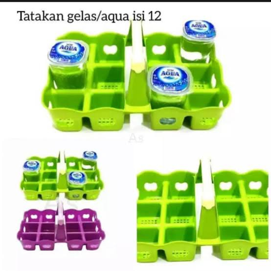 RAK KERANJANG GELAS AQUA 12 LUBANG