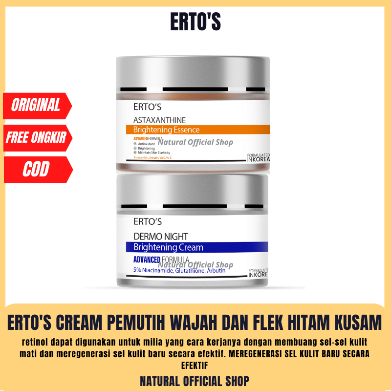Ertos Paket Cream Penghilang Flek Hitam membandel Wajah Kusam 2in1 ( Astaxanthine dan Night Cream )