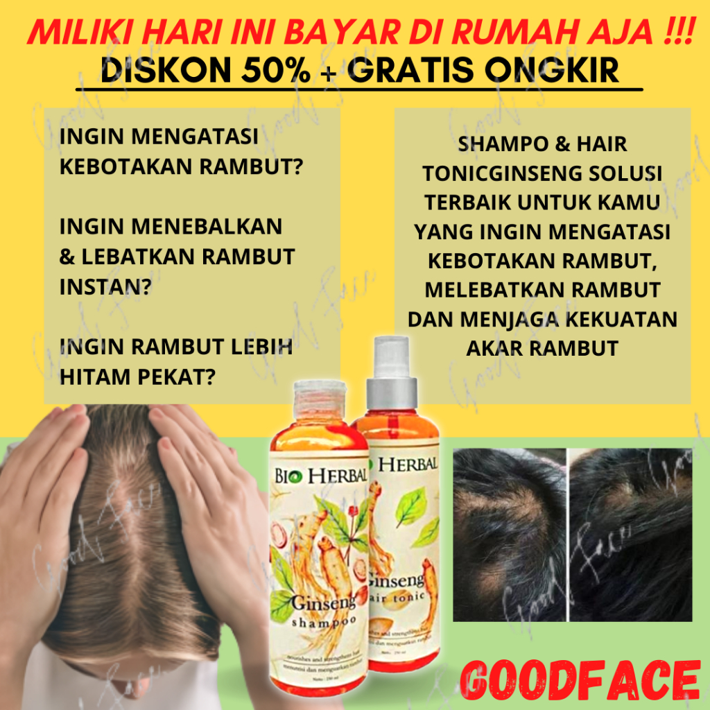 BIO HERBAL GINSENG PAKET SHAMPOO - HAIR TONIC - PENUMBUH RAMBUT BOTAK - TONIC RAMBUT PENUMBUH RAMBUT