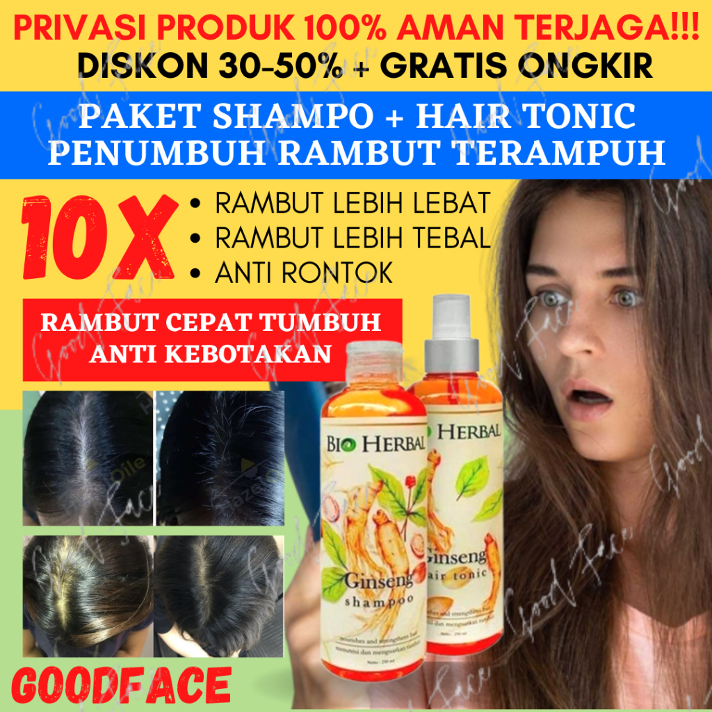 PAKET BIO HERBAL SHAMPOO HAIR TONIC PERAWATAN RAMBUT RONTOK TREATMENT RAMBUT SAMPO PEMANJANG RAMBUT