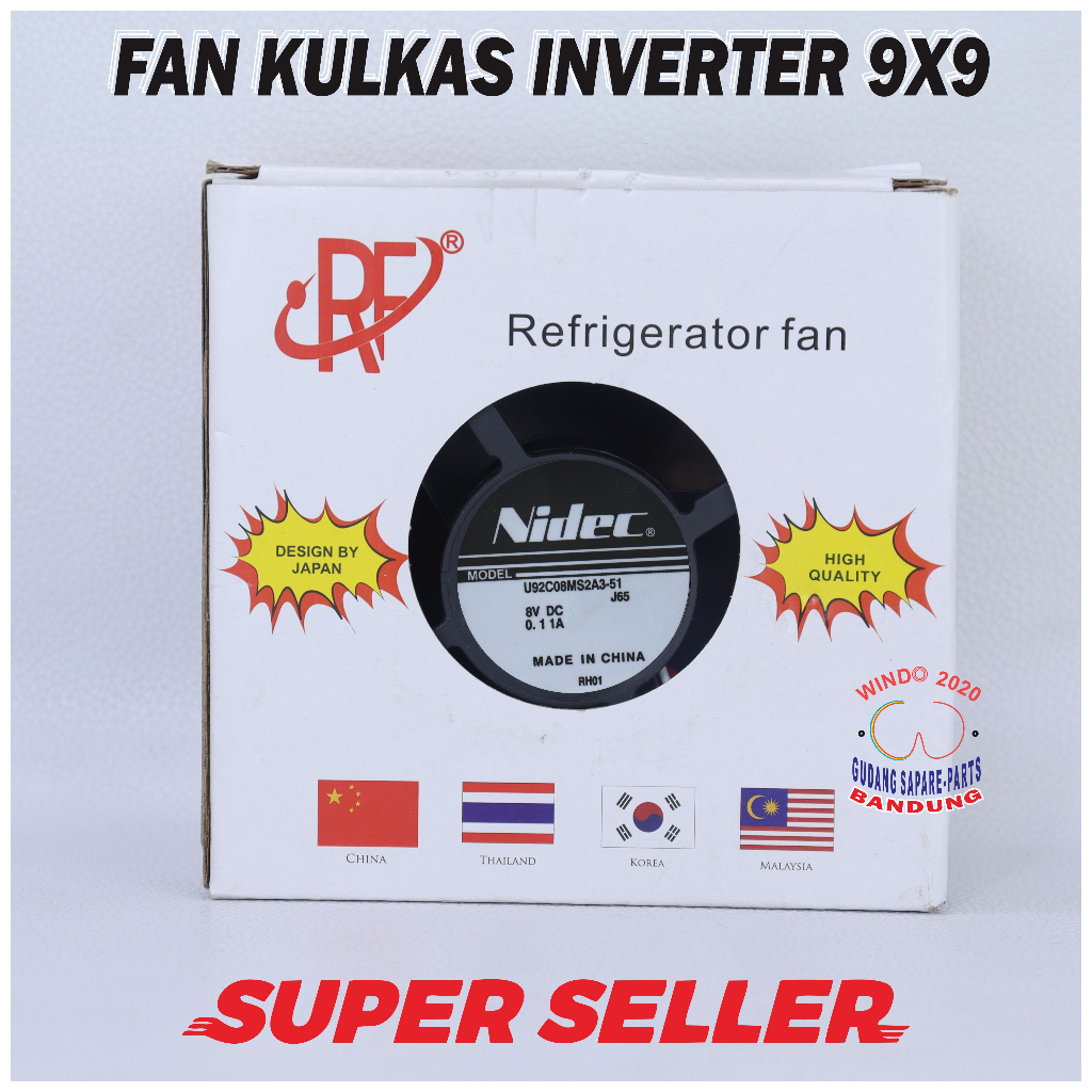 FAN KOTAK SANYO INVENTER DC 8V 9X9 NIDEC | MOTOR FAN KULKAS DC 8V | DINAMO FAN KULKAS  8 VOLT