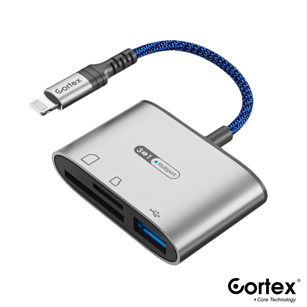 Cortex MH388 Lightning To SD/TF Card/USB3.0 3in1 OTG Card Reader Adapter iPhone iPad