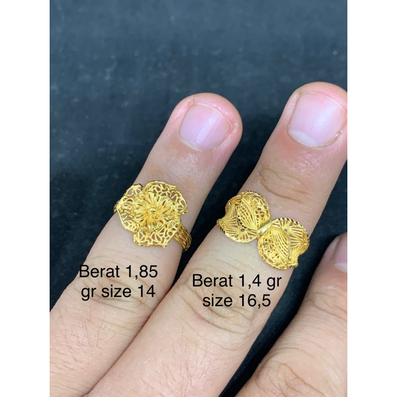 cincin emas asli kdr 700 UBS gold model bunga karawang