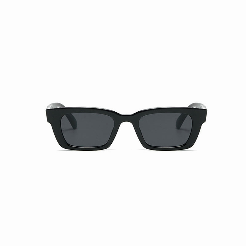 Kacamata Hitam Persegi Wanita/ Pria Gaya Retro Sempit Frame Murah Sunglasses Fashion Korea-Hitam kecil
