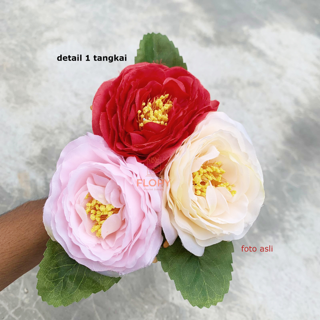 [ 1 Tangkai ] Artifisial Bunga Mawar Daun Putik Kuning / Artifisial Bunga Dekorasi Palsu / Mawar pal