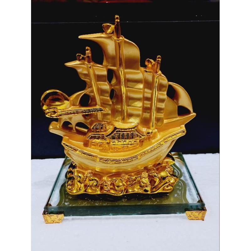 Pajangan Kapal Naga Kuda Feng Shui / Figurine Fiber Mini / Patung Kapal / Patung Kuda / Patung Lungfung