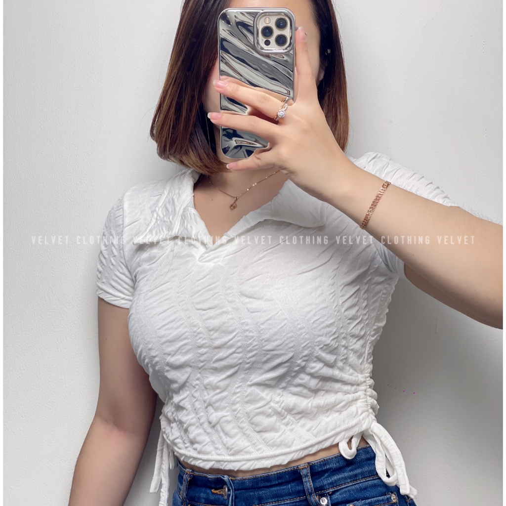 Crop Top Kerah Serut Samping / Crop Top Collar 4564