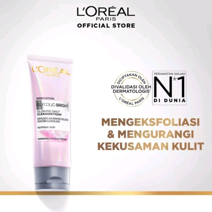 LOREAL GLYCO BRIGHTENING CLEANSER FOAM SABUN WAJAH FACIAL WASH 100ML