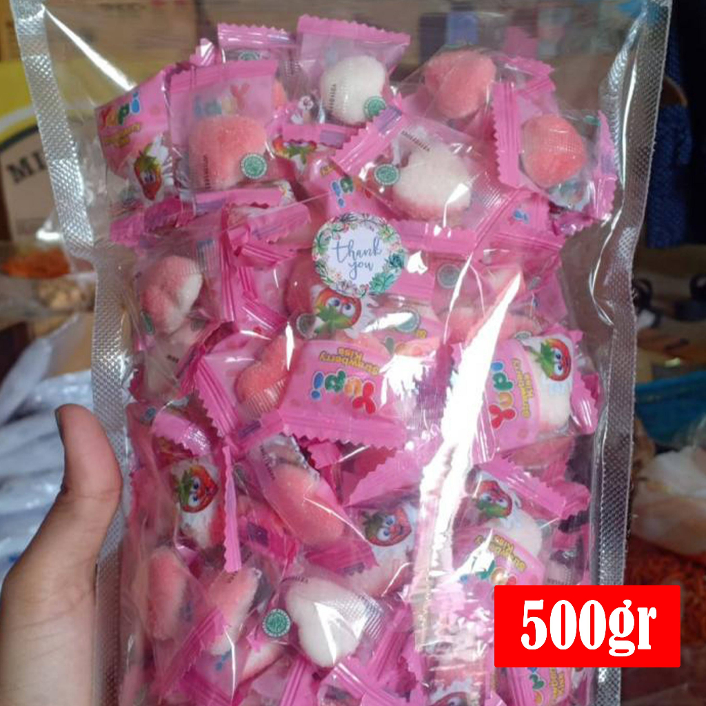 

Yupi Candy Strawyberry Kiss Original 500gr Empuk Lezat Manis