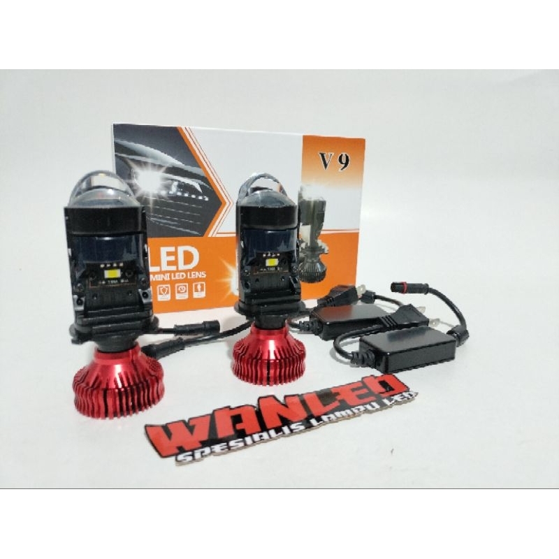 New V9 GALMAN LED MINI PROJECTOR DOBEL LENSA LAMPU UTAMA MOBIL MOTOR H4 LAMPU HEADLAMP V9 GALMAN 45
