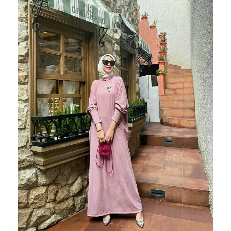Bella Jumbo Maxy ceqek warna dusty pink ungu Lilac purple maxi cewek bahan Kaos import premium melar