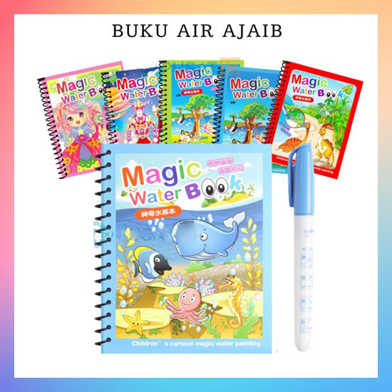 Mainan Edukasi Magic Water Book Buku Mewarnai Ajaib Dengan Spidol Air Magic Waterbook Coloring Book Invisible Ink