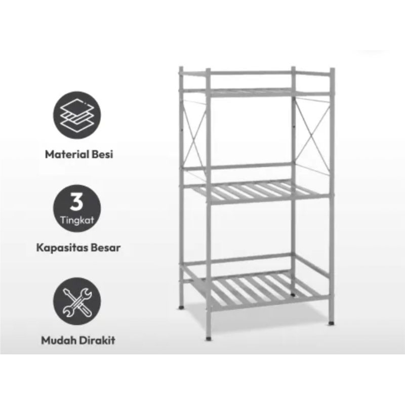 Rak Penyimpanan 3 Tingkat 41x32x79cm/Rak Serbaguna/Storage Shelf