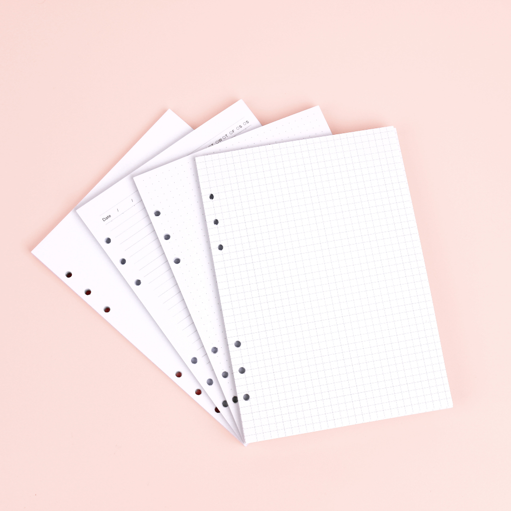 bukuqu Loose Leaf 6 Holes 100 gsm - HVS Grid Dotted/ Kertas File