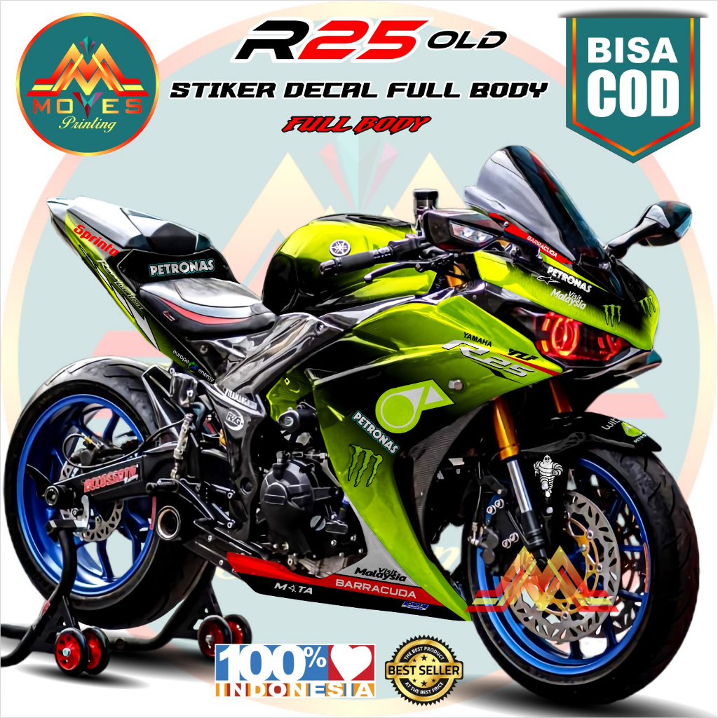 Bisa COD . Decal Stiker Full Body Yamaha R25 Stiker Motor Yamaha R25 Motip Petronas SRT