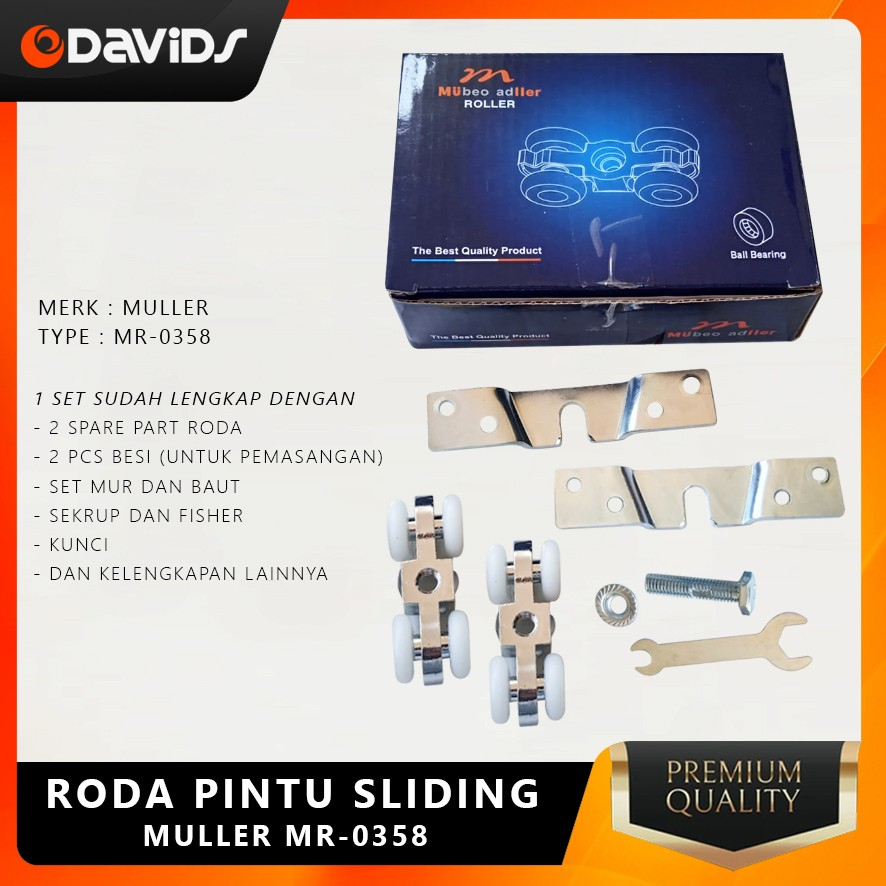 Roda Pintu Geser Sliding Door Rumah Kayu Aluminium Set Muller