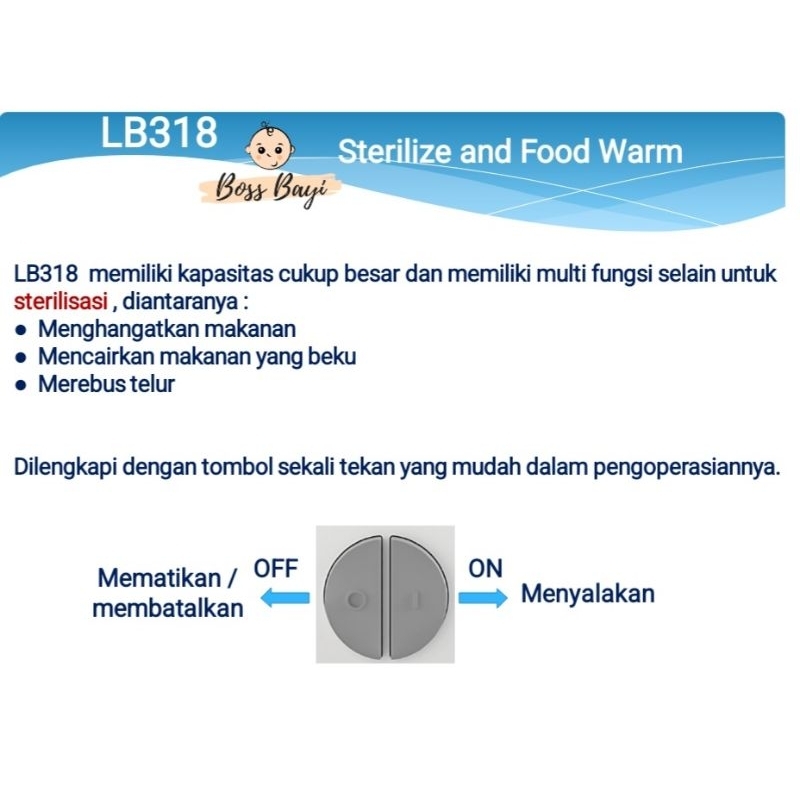 BABY SAFE - Sterilize + Food Warm / Mesin Seterilisasi dan Menghangatkan Makanan LB318 Sterilizer
