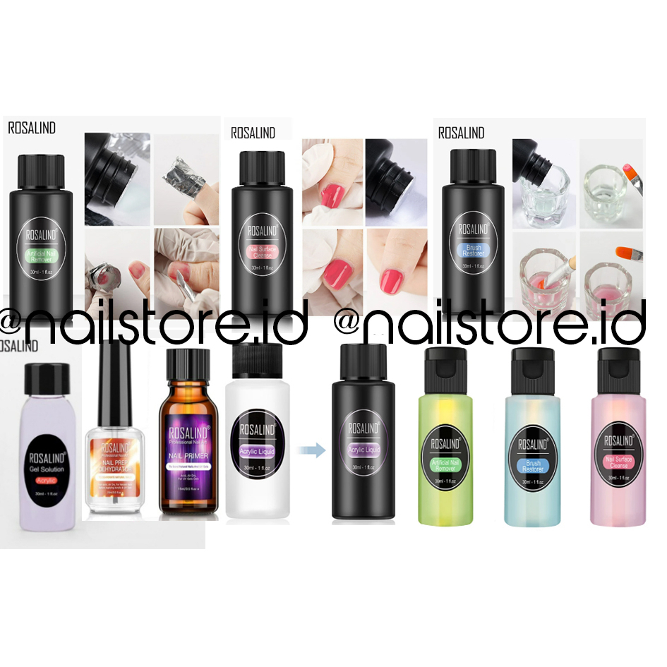 Rosalind Cairan Pembersih kuas Brush Restorer, Nail Surface Cleanser/Aseton / Pembersih Kutek Gel / 