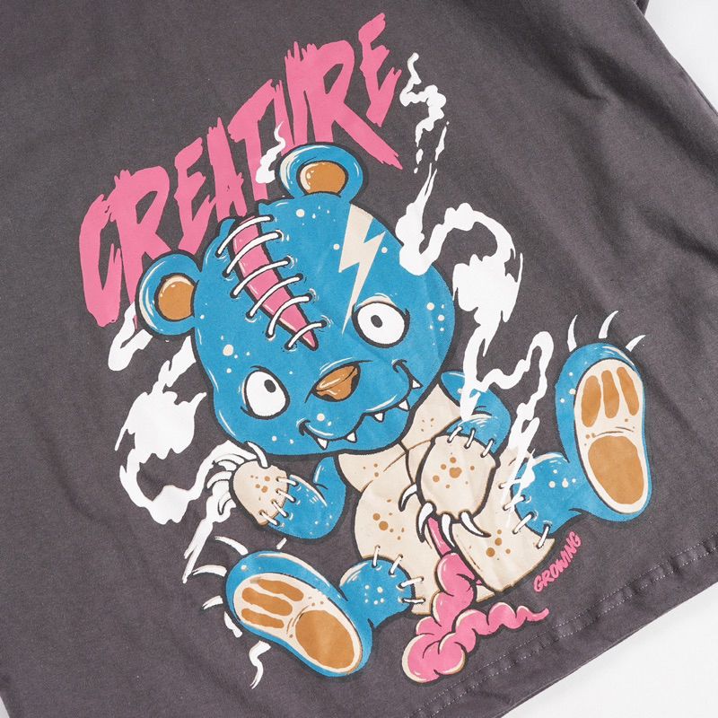 [N01182] T-shirt Oversized Distro Motif CREATURE GROWING XXX