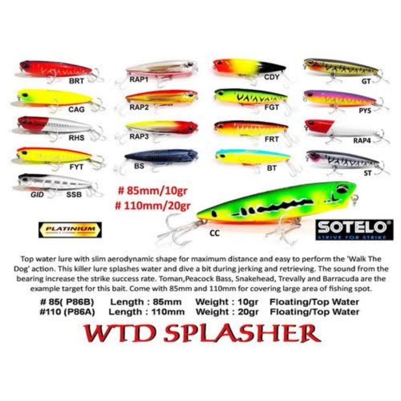 Lure SOTELO WTD SPLASHER 110 (11cm / 20gram) FLOATING