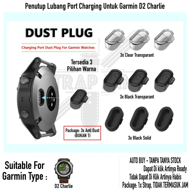 3x Anti Dust Plug Penutup Lubang Charge Rubber Untuk Garmin D2 Charlie - Anti Debu