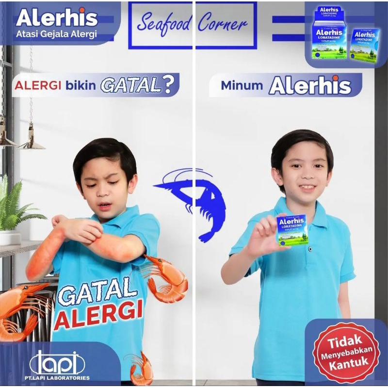 Alerhis tablet isi 4 Mengatasi Alergi, Pilek menahun, bersin2, gatal, jontor, bentol alergi