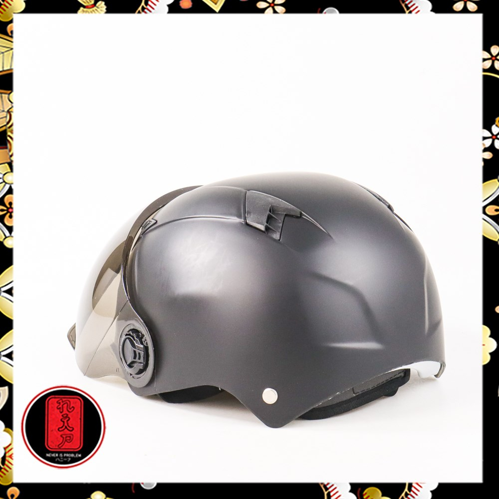 TaffSPORT Helm Sepeda Skuter Elektrik Half Face Visor - 328 - Black