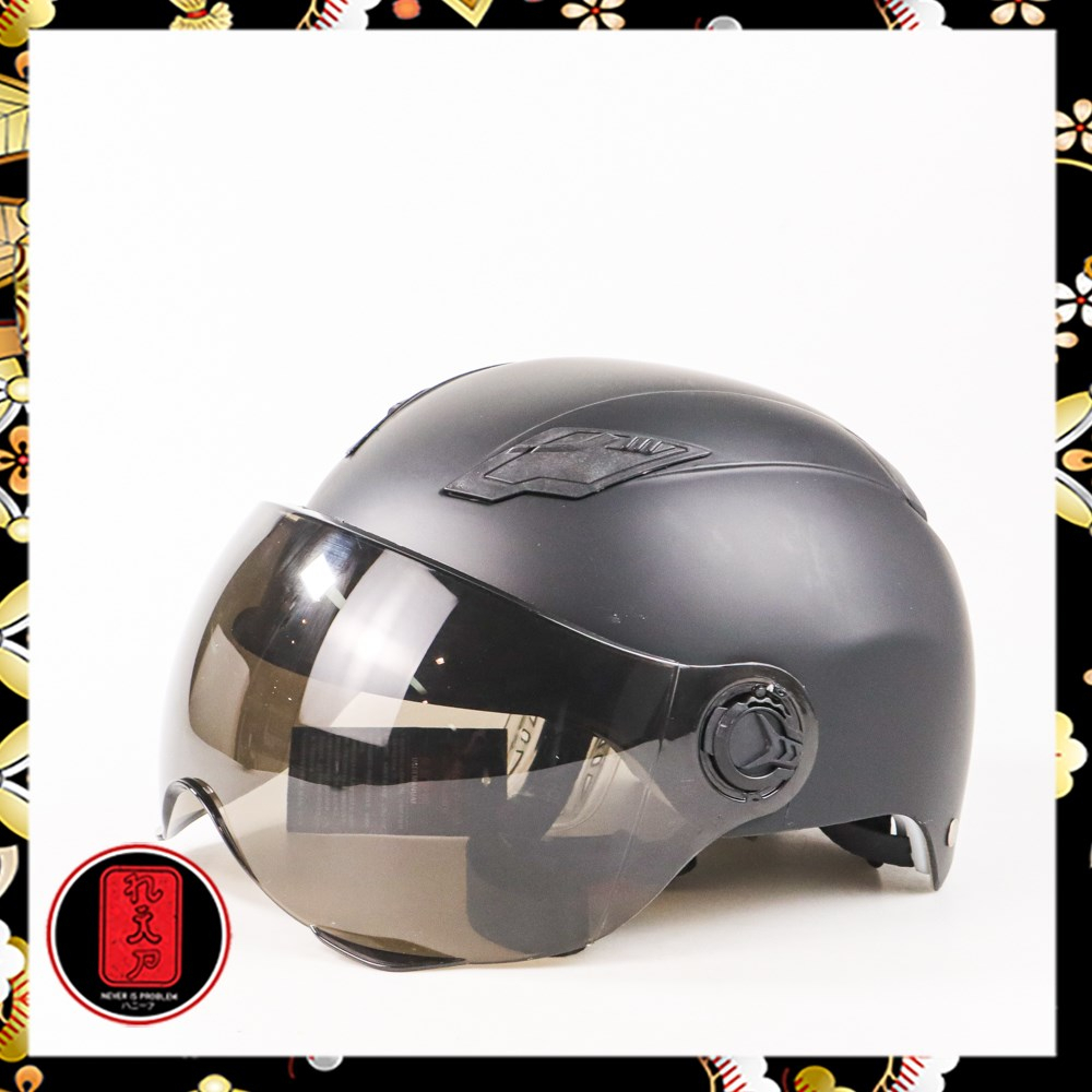 TaffSPORT Helm Sepeda Skuter Elektrik Half Face Visor - 328 - Black