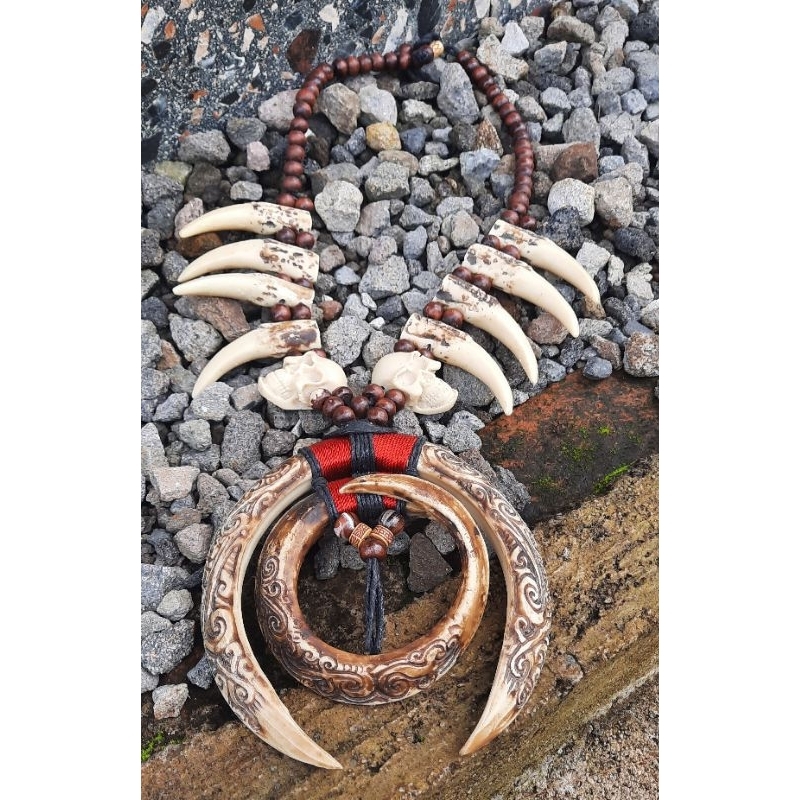 KALUNG TARING BABI SEPASANG UKIR VARIASI TARING MELINGKAR