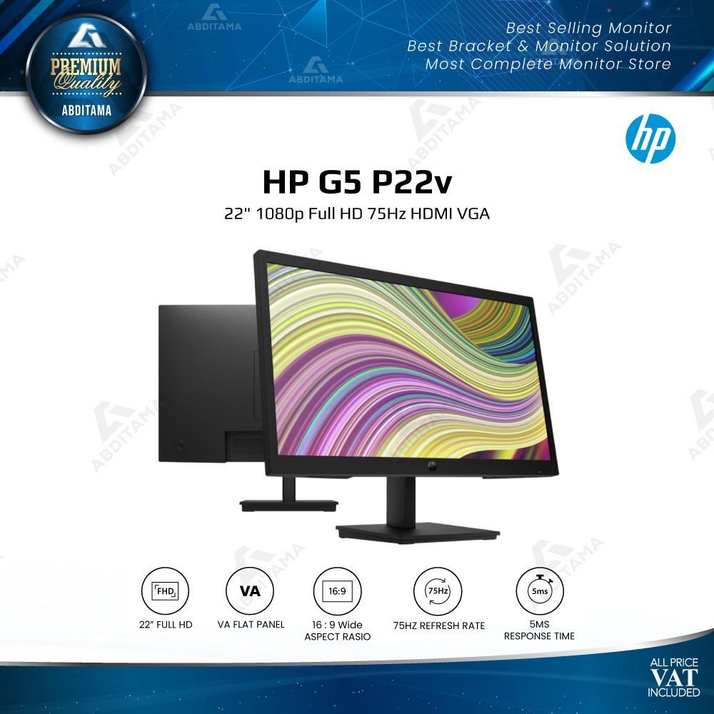 Monitor LED HP G5 P22v 22&quot; 1080p Full HD 75Hz HDMI VGA