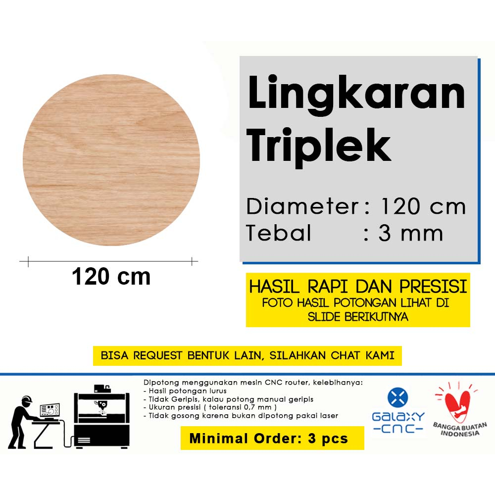 

Papan Kayu Lingkaran - Diameter 120 cm - Triplek 18 mm