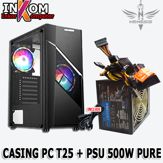 Paket Casing PC Komputer T25 NEW Plus PSU Power Supply