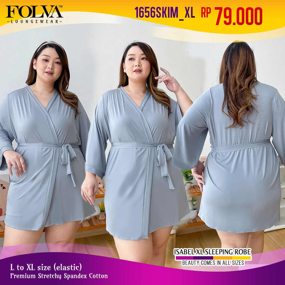 FOLVA kimono tidur wanita sleeping robe spandex melar big size jumbo XL