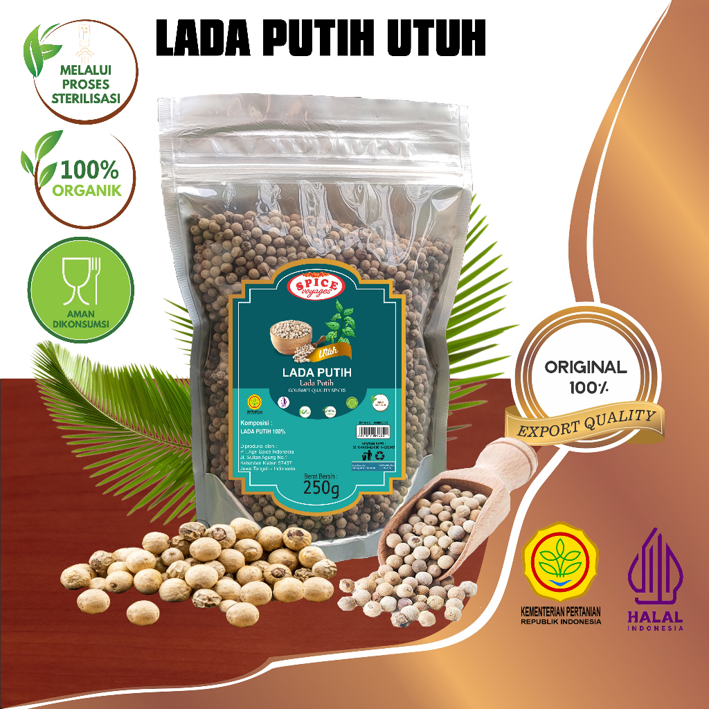 

Spice Voyages Whole White Pepper (250gr) / Lada Putih (250gr)