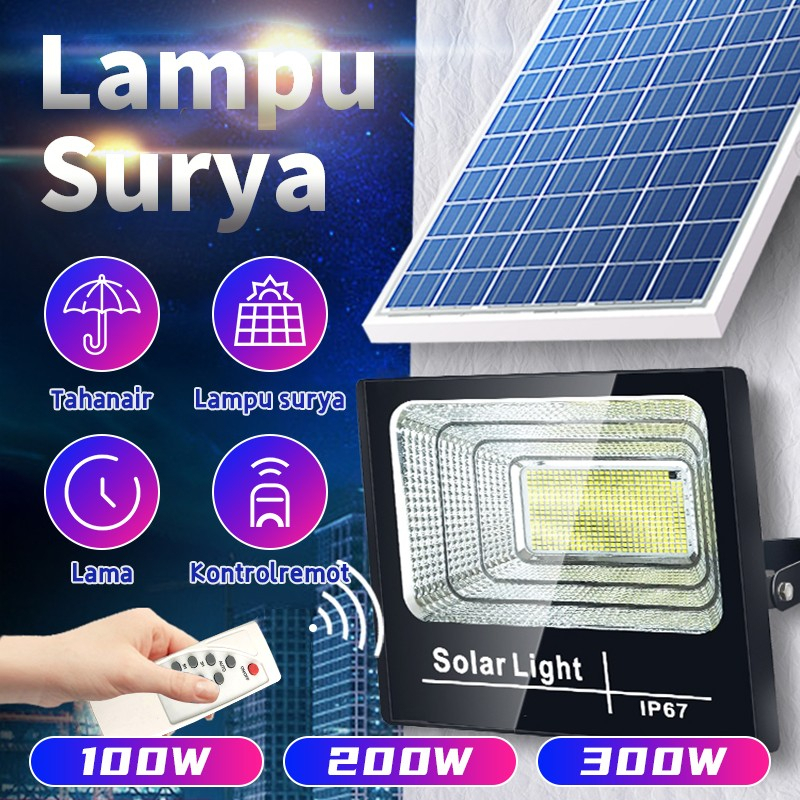 Lampu surya 100W/200W/300W outdoor waterproof flood solar light Lampu emergency lampu taman lampu lampu dinding lampu tenaga surya