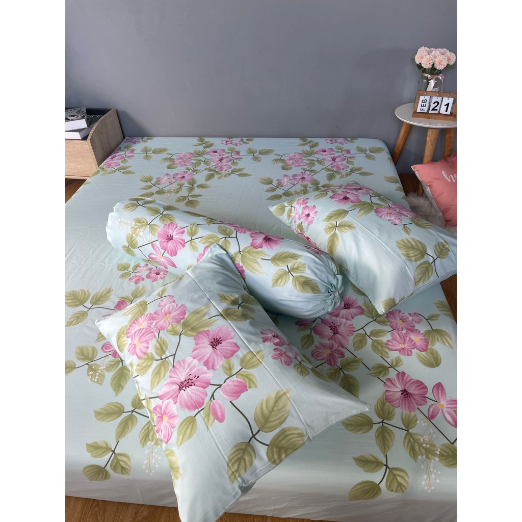 Sprei Anti Geser Katun Lokal CVC No 1 Shopee | Motif Flower Elvina | 90 100 120 160 180x200