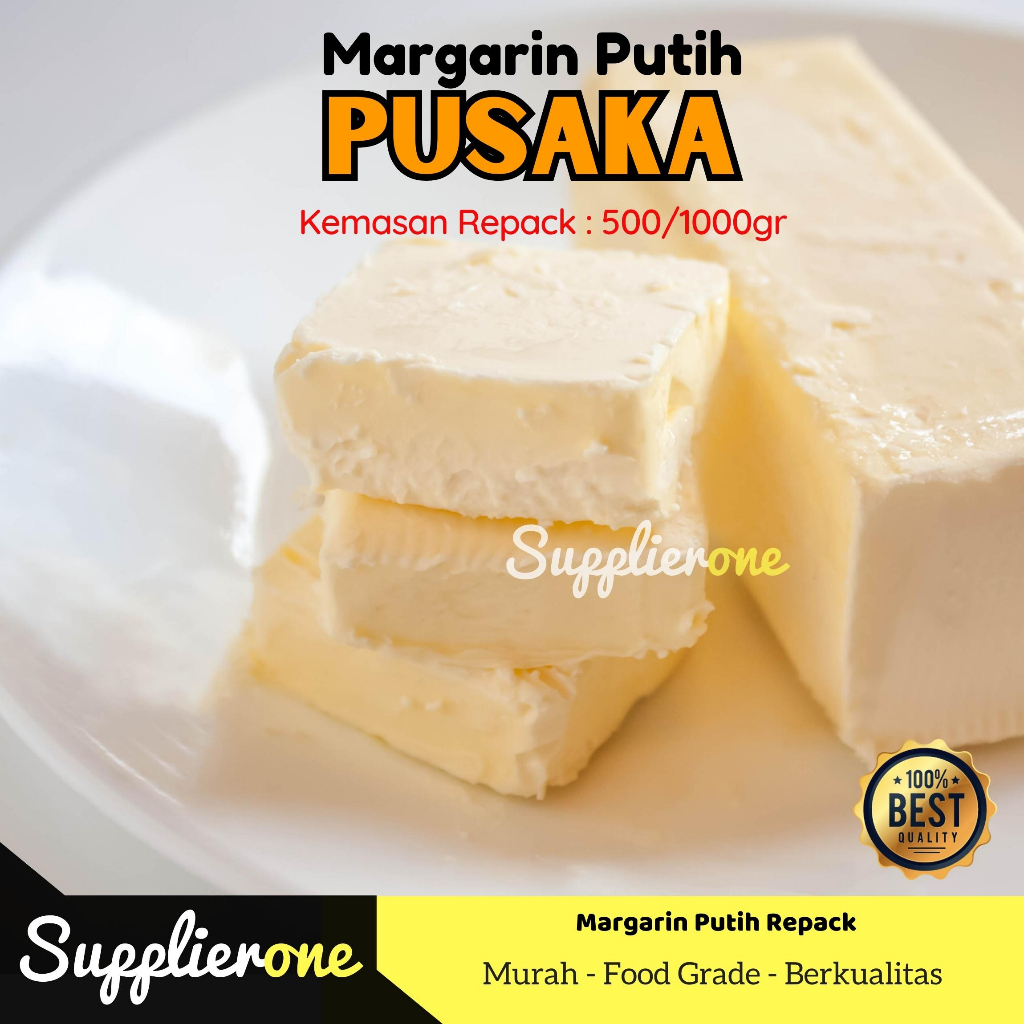 

Pusaka Margarin Putih Repack 500/1000gr / Margarin Putih / Mentega Putih / Margarin Pusaka Repack / Margarin Putih Pusaka Repack