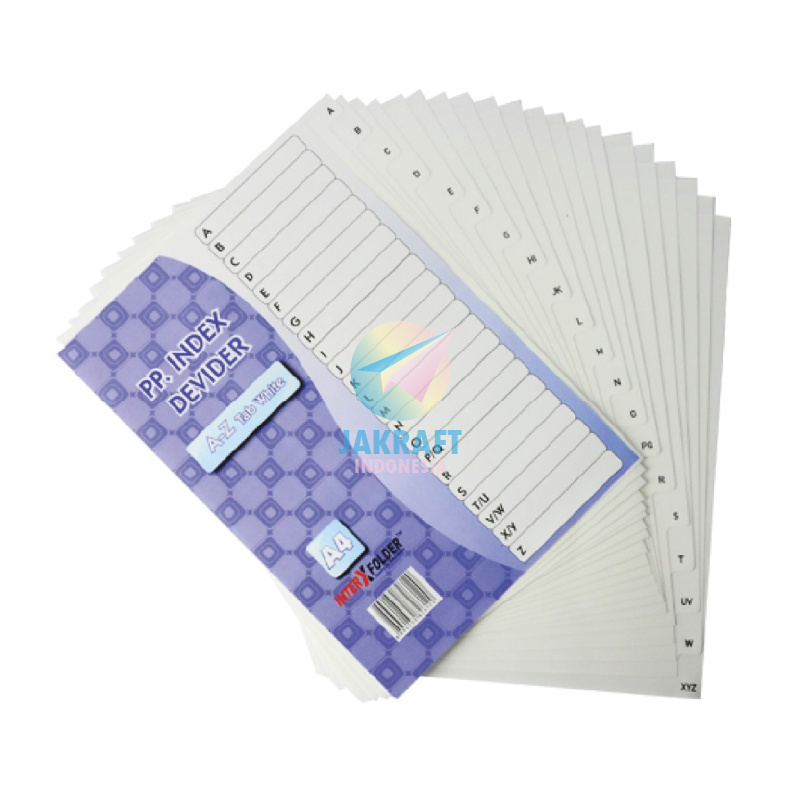 

(1 Set) Divider Plastik Pembatas Binder Ordner A4 isi 20 Tabs Tab Index Huruf Alphabet A-Z