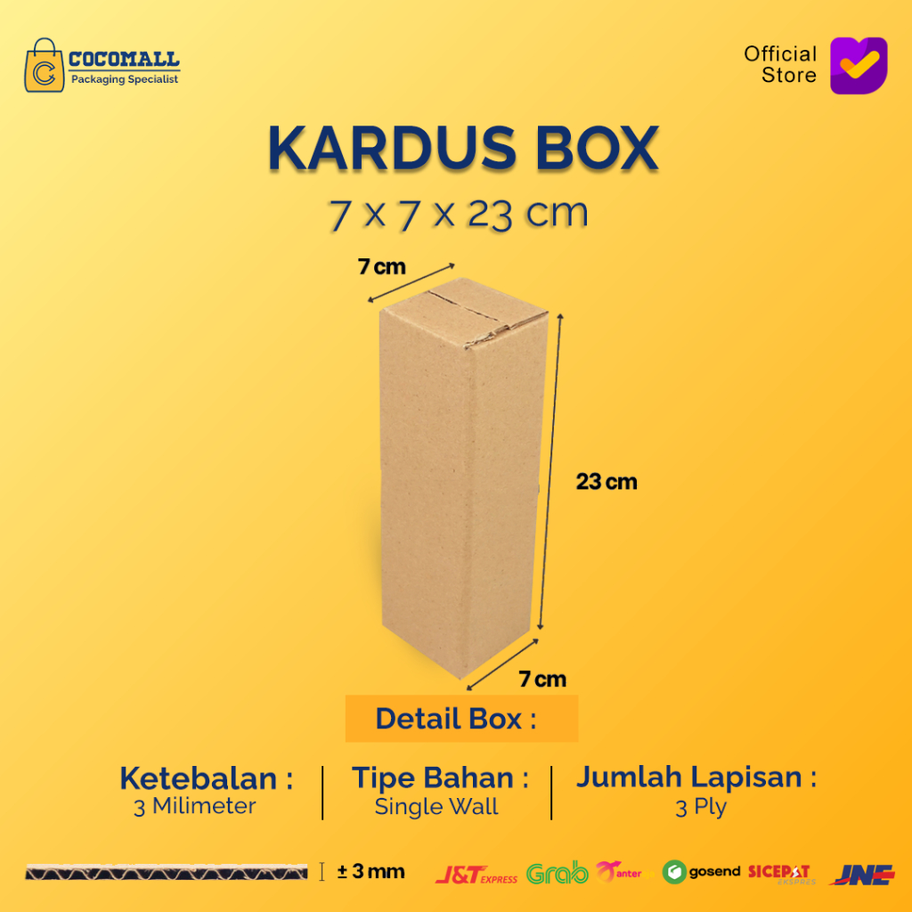 

Kardus Karton Box 7x7x23 CM Kotak Dus Packing Botol Polos