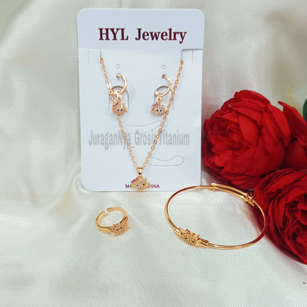 SET LENGKAP ANAK MOTIF VARIASI PERMATA ZIRCON SIMPLE FASHION ANTI KARAT